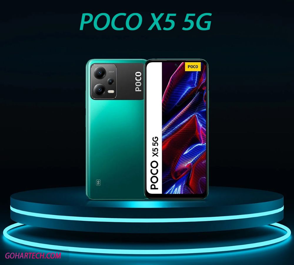 Design the back cover of Poco X5 5G phone in green color